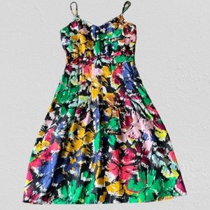 J. CREW Brushstroke Multi-Color Spaghetti Strap Silk Dress
